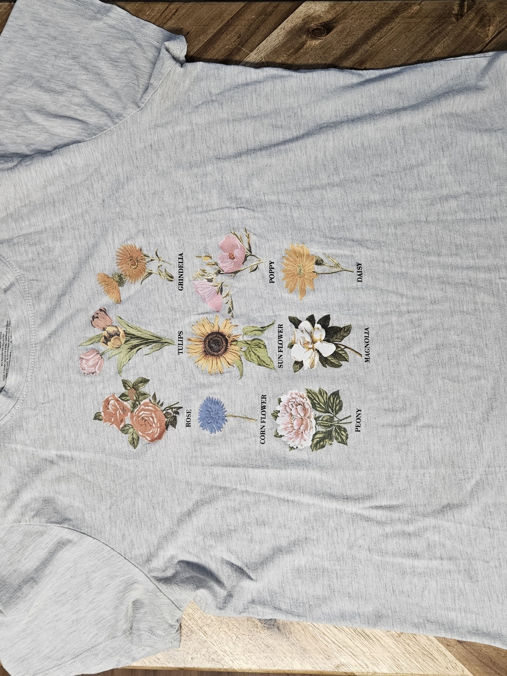 Mighty Fine Light Gray Floral Diagram Tee
